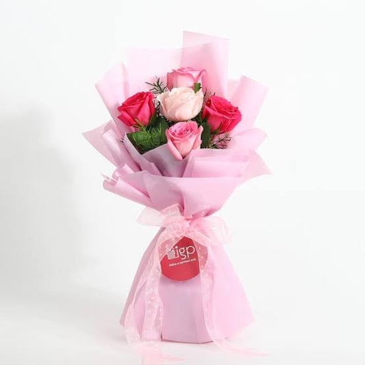 Rose pink + baby pink combo bouquet